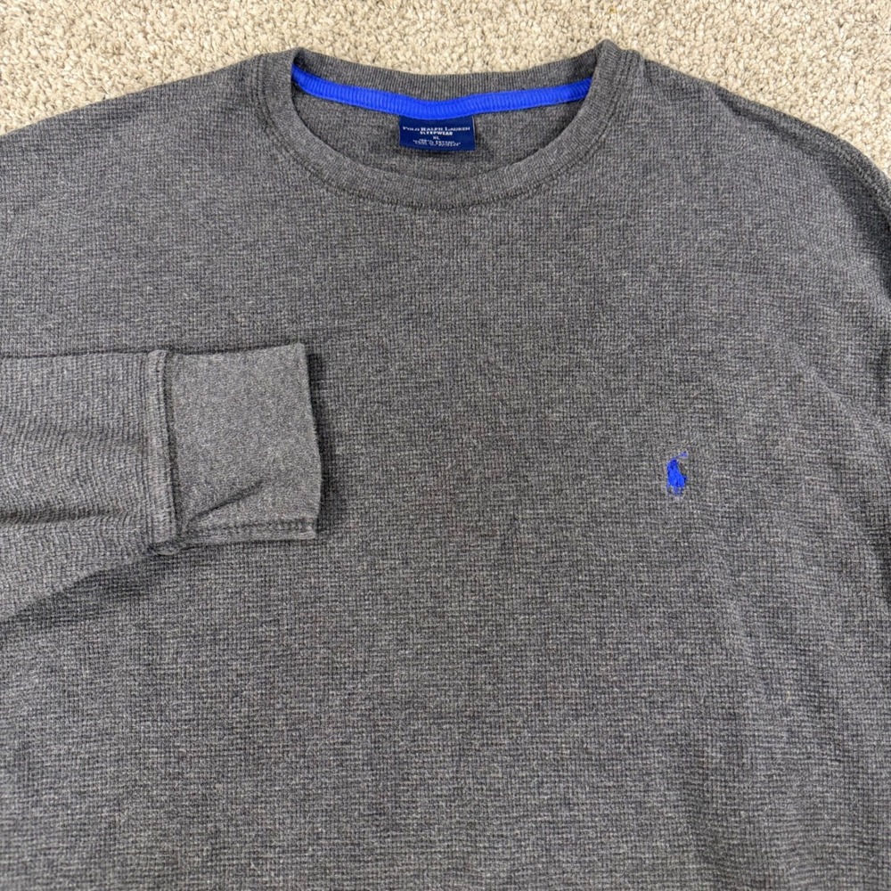 Polo Ralph Lauren Mens‎ XL Gray Waffle Knit Thermal Long Sleeve Sleepwear Shirt
